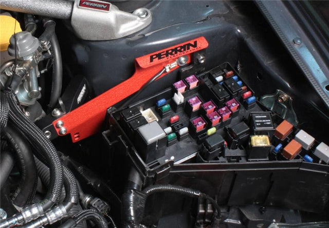 PERRIN 08-14 Subaru STI / 07-09 Legacy GT & OBXT Master Cylinder Bracket - Red Perrin Performance Hardware - Singles  AXOPROS