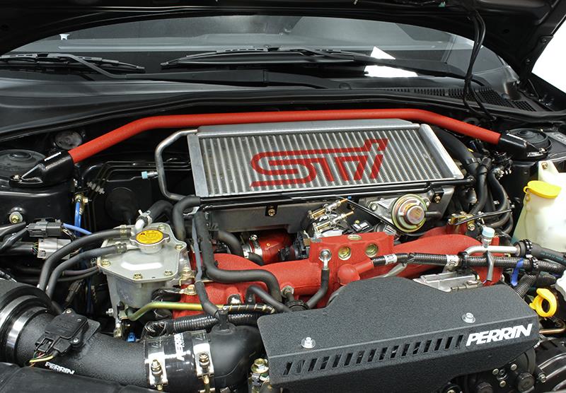 PERRIN 08-14 WRX/STI/Impreza / 14-18 Forester / 13-17 Crosstrek / 05-09 Legacy FR Strut Brace - Red Perrin Performance Strut Bars  AXOPROS