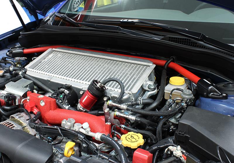 PERRIN 08-14 WRX/STI/Impreza / 14-18 Forester / 13-17 Crosstrek / 05-09 Legacy FR Strut Brace - Red Perrin Performance Strut Bars  AXOPROS