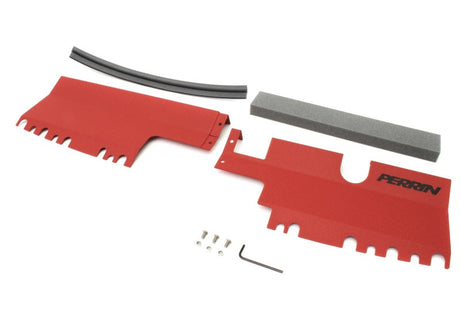 Perrin 15-21 WRX/STI Radiator Shroud (Without OEM Intake Scoop) - Red Perrin Performance Radiator Shrouds  AXOPROS