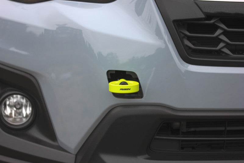 Perrin 2022 Subaru WRX / 18-21 Crosstrek / 14-21 Forester Tow Hook Kit (Front) - Neon Yellow Perrin Performance Tow Hooks  AXOPROS