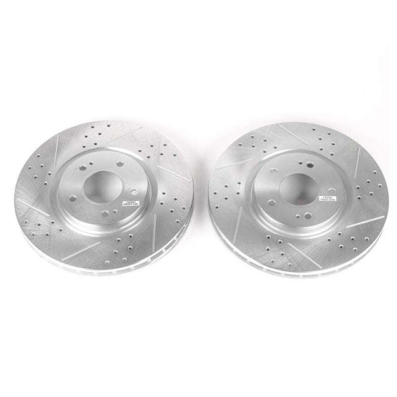 Power Stop 03-06 Mitsubishi Lancer Front Evolution Drilled & Slotted Rotors - Pair PowerStop Brake Rotors - Slot & Drilled  AXOPROS