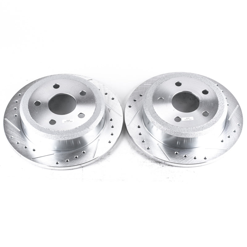 Power Stop 07-17 Jeep Wrangler Rear Evolution Drilled & Slotted Rotors - Pair PowerStop Brake Rotors - Slot & Drilled  AXOPROS