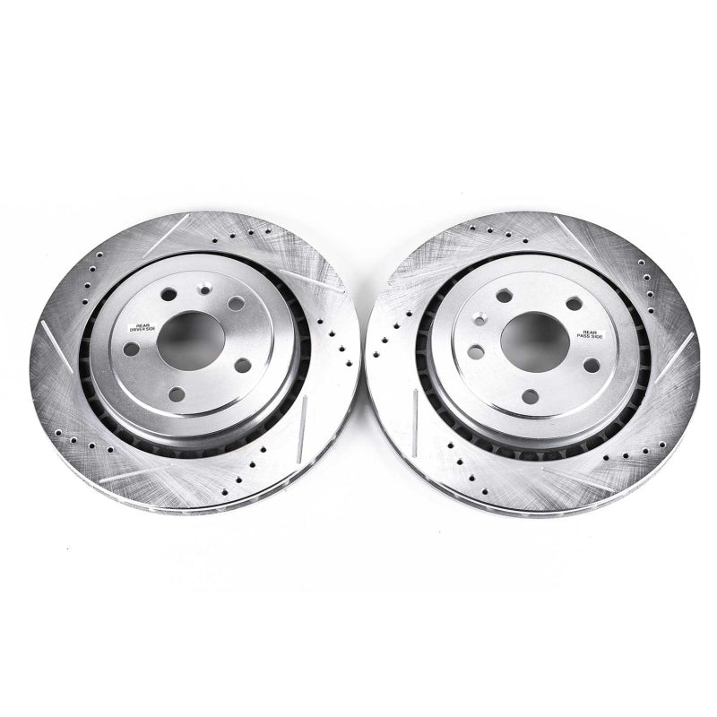Power Stop 16-18 Cadillac ATS Rear Evolution Drilled & Slotted Rotors - Pair PowerStop Brake Rotors - Slot & Drilled  AXOPROS