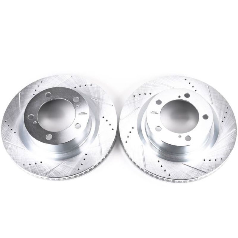 Power Stop 16-21 Toyota Land Cruiser Front Evolution Drilled & Slotted Rotors - Pair PowerStop Brake Rotors - Slot & Drilled  AXOPROS
