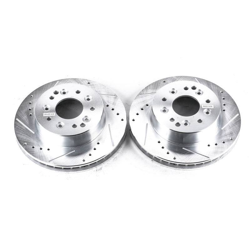 Power Stop 63-82 Chevrolet Corvette Rear Evolution Drilled & Slotted Rotors - Pair PowerStop Brake Rotors - Slot & Drilled  AXOPROS