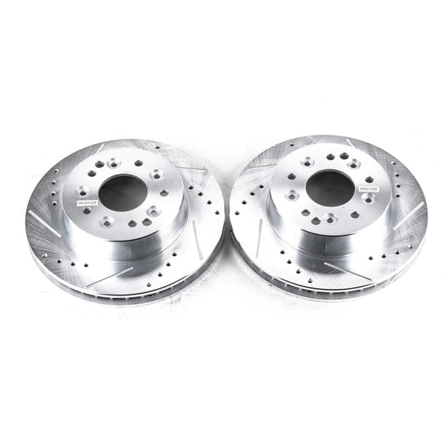 Power Stop 63-82 Chevrolet Corvette Rear Evolution Drilled & Slotted Rotors - Pair PowerStop Brake Rotors - Slot & Drilled  AXOPROS
