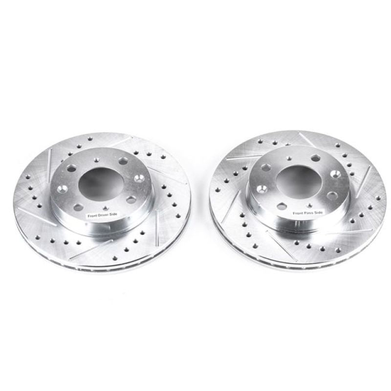 Power Stop 88-91 Honda Civic Front Evolution Drilled & Slotted Rotors - Pair PowerStop Brake Rotors - Slot & Drilled  AXOPROS