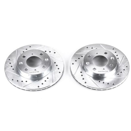 Power Stop 88-91 Honda Civic Front Evolution Drilled & Slotted Rotors - Pair PowerStop Brake Rotors - Slot & Drilled  AXOPROS