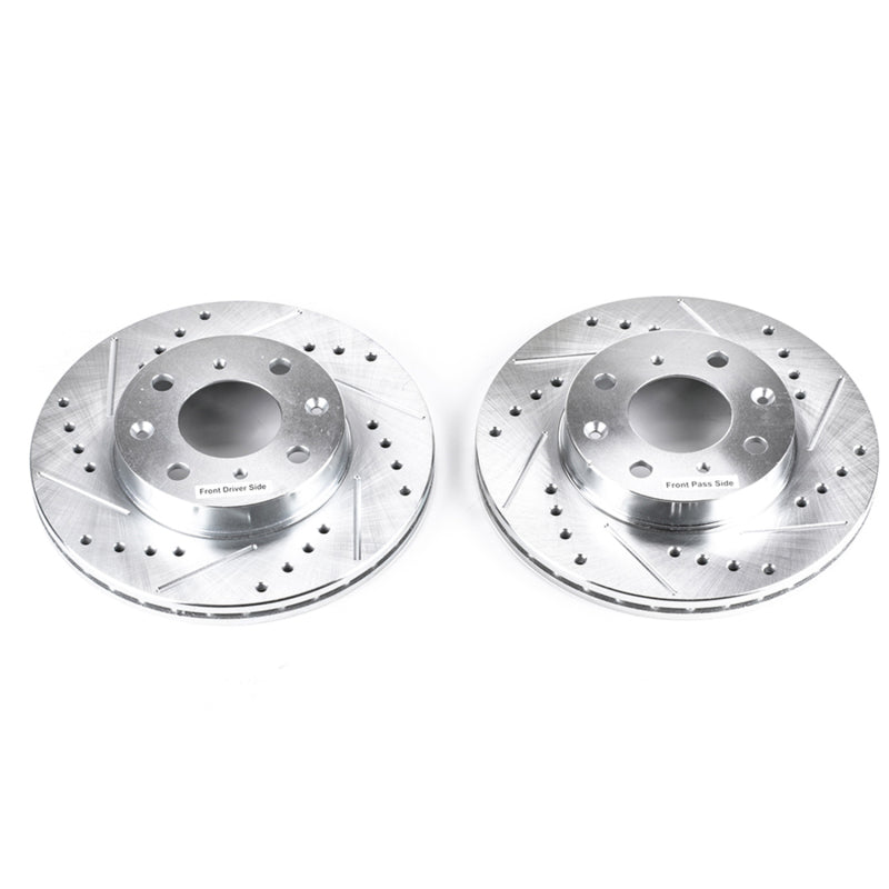 Power Stop 88-91 Honda Civic Front Evolution Drilled & Slotted Rotors - Pair PowerStop Brake Rotors - Slot & Drilled  AXOPROS