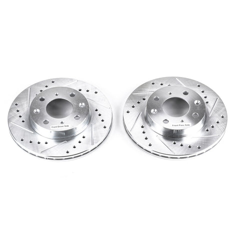 Power Stop 88-91 Honda Civic Front Evolution Drilled & Slotted Rotors - Pair PowerStop Brake Rotors - Slot & Drilled  AXOPROS