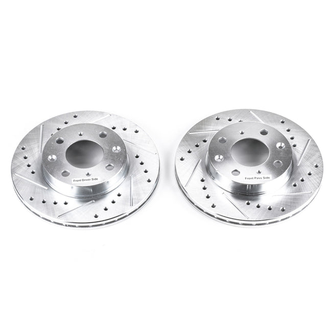 Power Stop 88-91 Honda Civic Front Evolution Drilled & Slotted Rotors - Pair PowerStop Brake Rotors - Slot & Drilled  AXOPROS