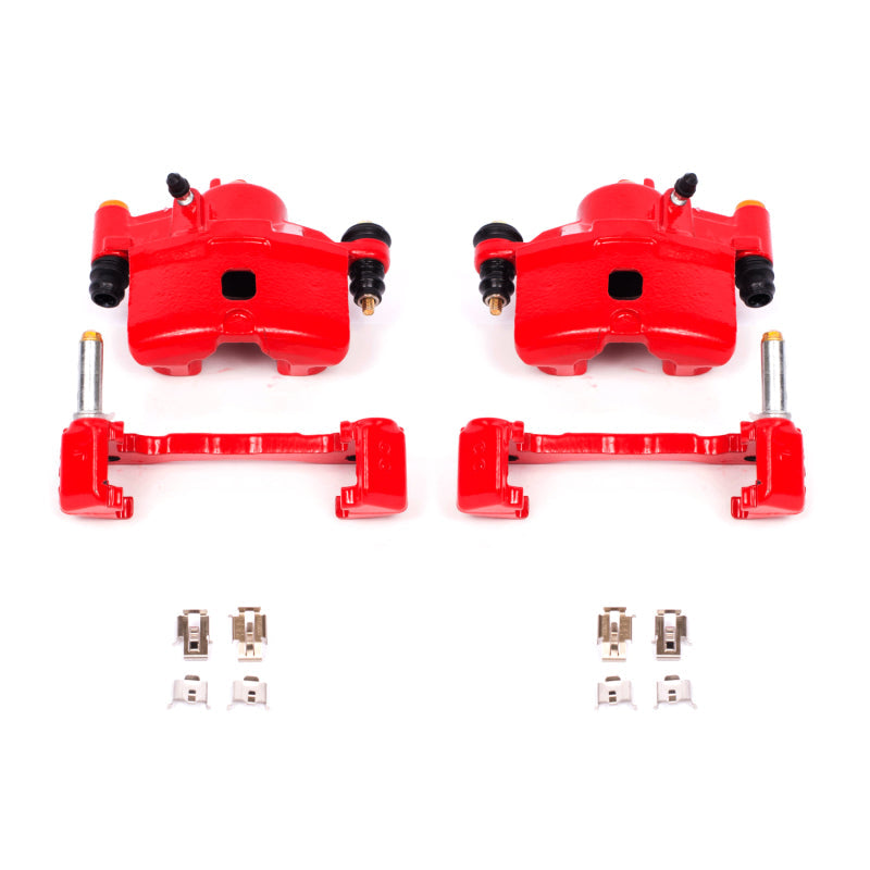 Power Stop 90-00 Honda Civic Front Red Calipers w/Brackets - Pair PowerStop Brake Calipers - Perf  AXOPROS