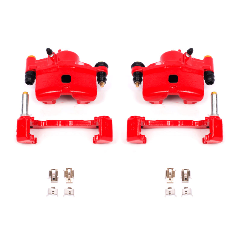 Power Stop 90-00 Honda Civic Front Red Calipers w/Brackets - Pair PowerStop Brake Calipers - Perf  AXOPROS