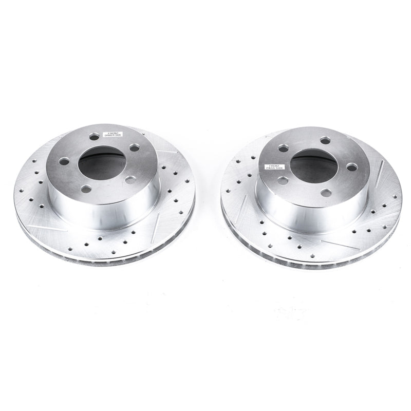 Power Stop 90-99 Jeep Cherokee Front Evolution Drilled & Slotted Rotors - Pair PowerStop Brake Rotors - Slot & Drilled  AXOPROS
