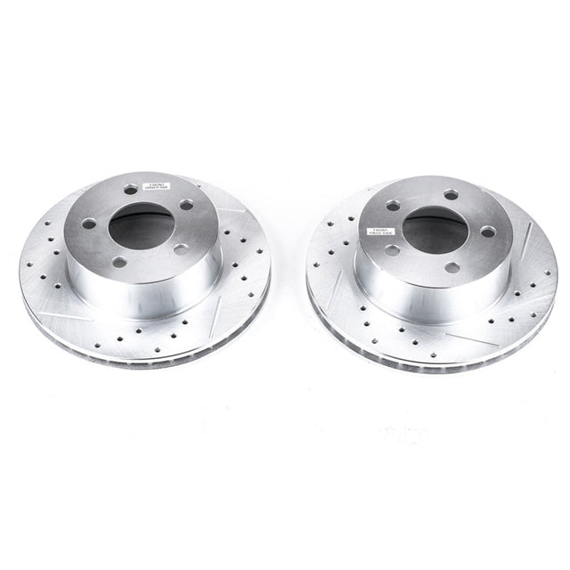 Power Stop 90-99 Jeep Cherokee Front Evolution Drilled & Slotted Rotors - Pair PowerStop Brake Rotors - Slot & Drilled  AXOPROS