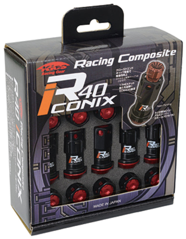 Project Kics 12X1.25 Black R40 Iconix Lug Nuts - 16+4 (Red Cap) Project Kics Lug Nuts  AXOPROS