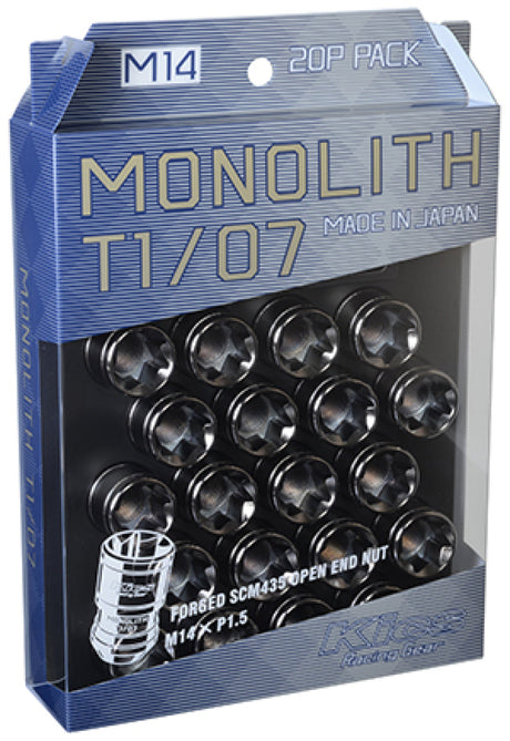 Project Kics 14 x 1.5 Glorious Black T1/07 Monolith Lug Nuts - 20 Pcs Project Kics Lug Nuts  AXOPROS