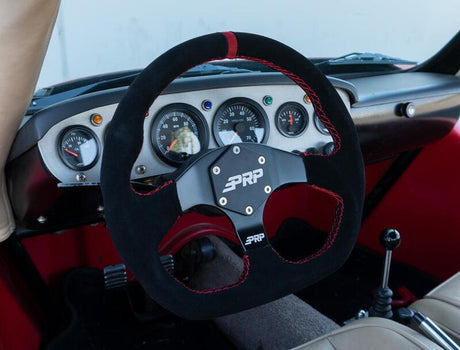 PRP Comp-R D-Shape Suede Steering Wheel - Red PRP Seats Steering Wheels  AXOPROS