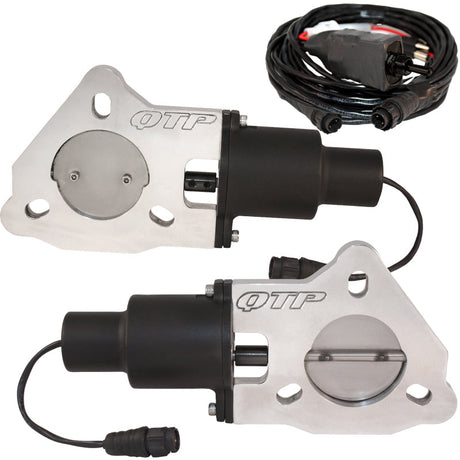 QTP 2.5in Bolt-On QTEC Dual Electric Cutout Valves - Pair QTP Exhaust Cutouts  AXOPROS