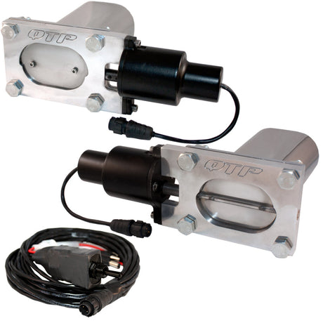 QTP Bolt-On QTEC Dual Low Profile Oval Electric Cutout Valves - Pair QTP Exhaust Cutouts  AXOPROS