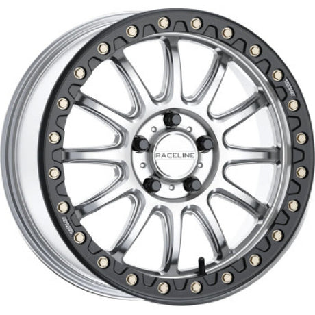 Raceline A14SB Alpha 17x7in/5x114.3 BP/25mm Offset/114.3mm Bore - Silver & Blk Ring Beadlock Wheel Raceline Wheels - Cast  AXOPROS