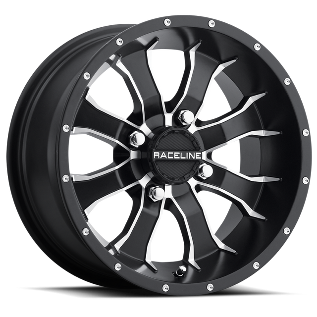 Raceline A77 Mamba 15x7in / 4x156 BP / 5mm Offset / 132.5mm Bore - Black & Machined Wheel Raceline Wheels - Cast  AXOPROS