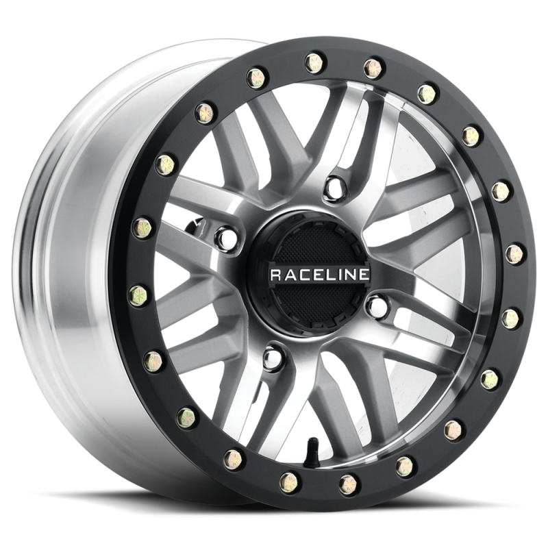 Raceline A91MA Ryno 15x7in/4x156 BP/10mm Offset/132.5mm Bore - Machined & Black Ring Beadlock Wheel Raceline Wheels - Cast  AXOPROS