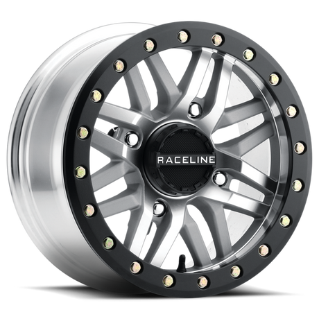 Raceline A91MA Ryno 15x7in/4x156 BP/10mm Offset/132.5mm Bore - Machined & Black Ring Beadlock Wheel Raceline Wheels - Cast  AXOPROS