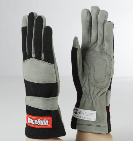 RaceQuip Black 1-Layer SFI-1 Glove - Large Racequip Racing Gloves  AXOPROS