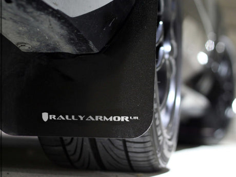 Rally Armor 02-07 Subaru WRX/STI/RS/2.5i (Wagons Req. Mod.) Black UR Mud Flap w/White Logo Rally Armor Mud Flaps  AXOPROS