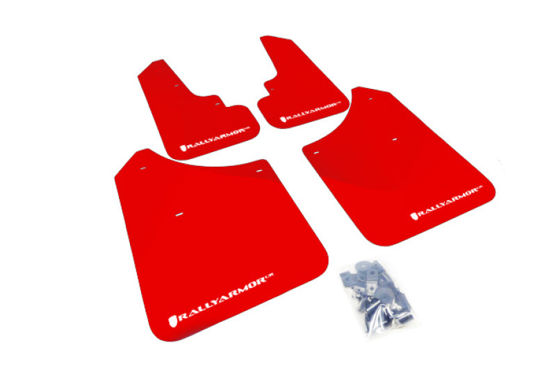 Rally Armor 03-08 Subaru Forester Red UR Mud Flap w/ White Logo Rally Armor Mud Flaps  AXOPROS