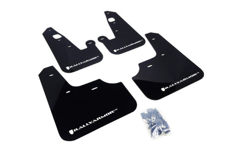 Rally Armor 07-17 Mitsubishi Lancer Basic Black Mud Flap w/ Black Logo Rally Armor Mud Flaps  AXOPROS
