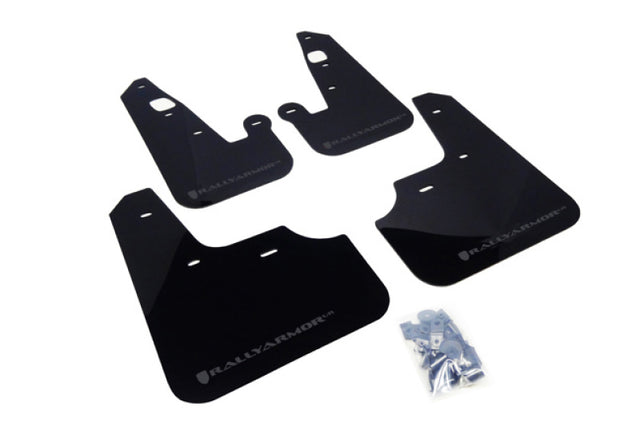 Rally Armor 07-17 Mitsubishi Lancer Black UR Mud Flap w/ Grey Logo Rally Armor Mud Flaps  AXOPROS