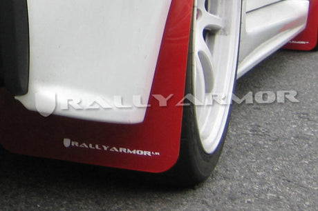 Rally Armor 07-17 Mitsubishi Lancer Red UR Mud Flap w/ White Logo Rally Armor Mud Flaps  AXOPROS