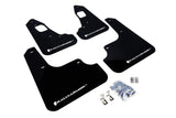 Rally Armor 08-17 Mitsubishi EVO X Black UR Mud Flap w/ White Logo Rally Armor Mud Flaps  AXOPROS