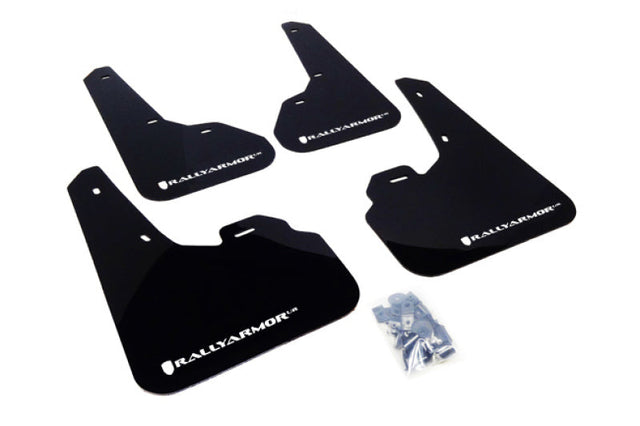 Rally Armor 10-13 Mazda3/Speed3 (Hatch/Sedan) Black UR Mud Flap w/White Logo Rally Armor Mud Flaps  AXOPROS