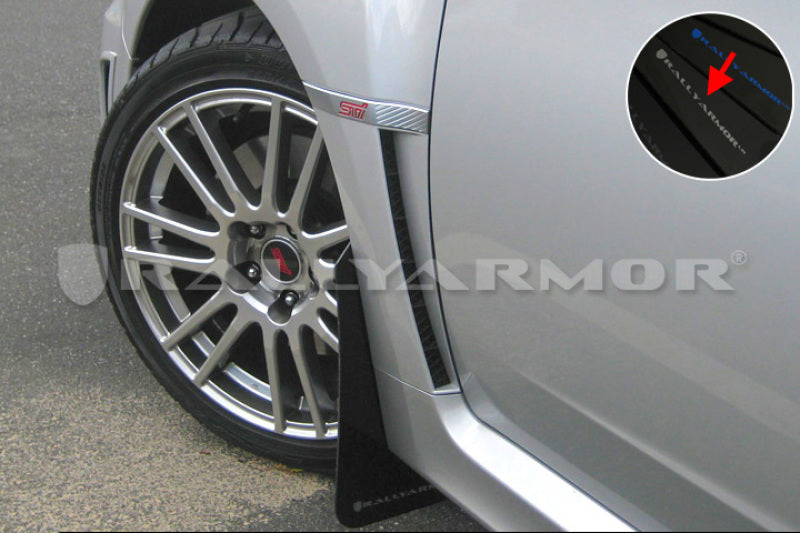 Rally Armor 11-14 Subaru WRX/STI (Sedan Only) Black UR Mud Flap w/Silver Logo Rally Armor Mud Flaps  AXOPROS