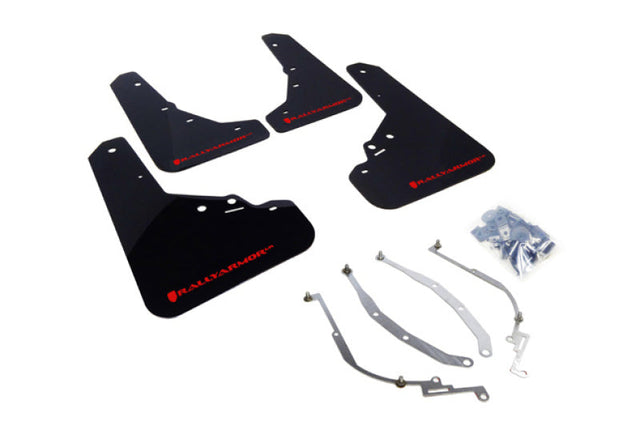 Rally Armor 12-18 Fiat 500 Black UR Mud Flap w/Red Logo Rally Armor Mud Flaps  AXOPROS