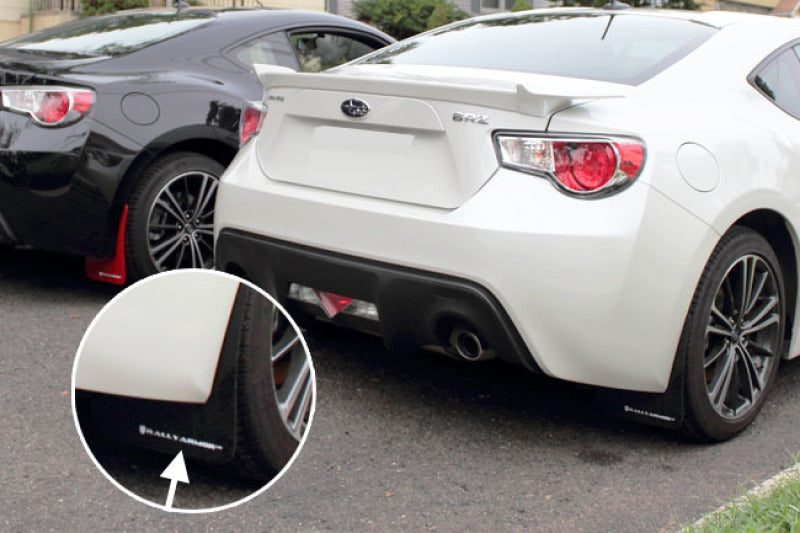 Rally Armor 13-17 Subaru BRZ/Toyota FR-S Black UR Mud Flap w/White Logo Rally Armor Mud Flaps  AXOPROS