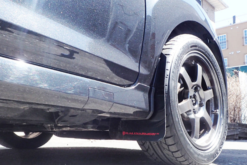 Rally Armor 13-19 Ford Fiesta ST Black UR Mud Flap w/Red Logo Rally Armor Mud Flaps  AXOPROS