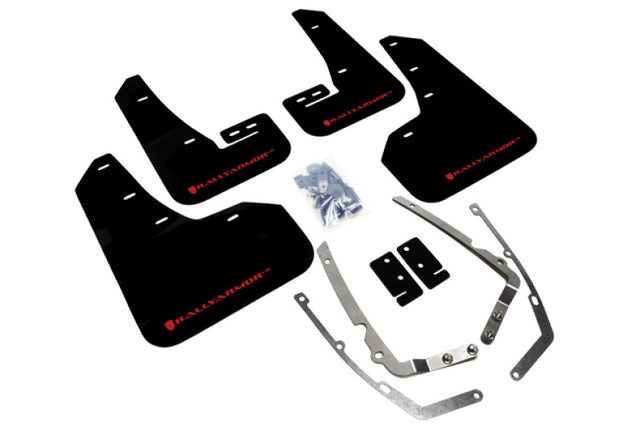 Rally Armor 15-21 MKVII VW Golf/GTI Black UR Mud Flap w/Red Logo Rally Armor Mud Flaps  AXOPROS