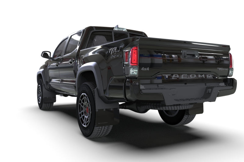 Rally Armor 16-23 Toyota Tacoma Gen 3 Black Mud Flap w/Metallic Black Logo Rally Armor Mud Flaps  AXOPROS