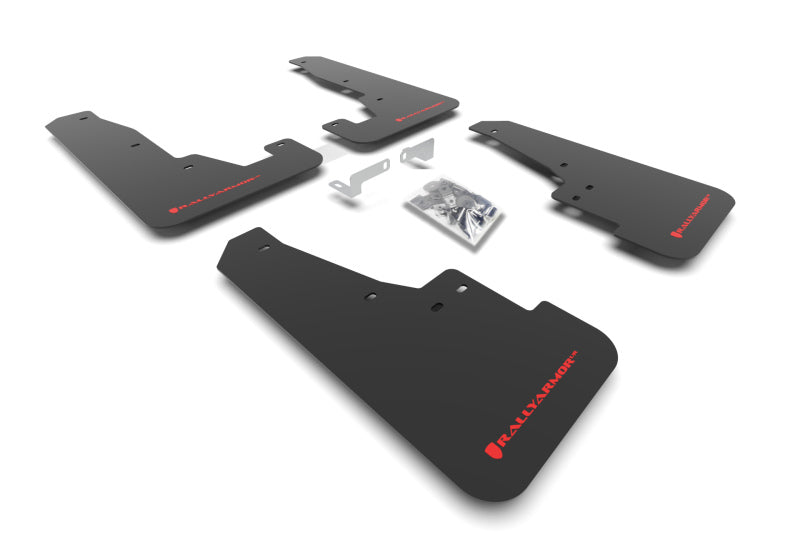 Rally Armor 16-24 Dodge Durango GT/Hellcat/RT/SRT 392/SXT Black UR Mud Flap Red Logo Rally Armor Mud Flaps  AXOPROS