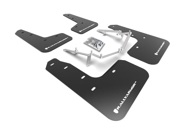 Rally Armor 17-21 Honda Civic EX/EX-L/LX (Hatchback) Black UR Mud Flap White Logo Rally Armor Mud Flaps  AXOPROS