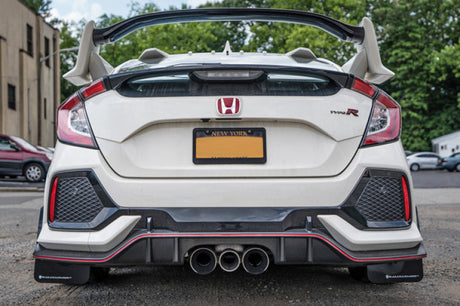 Rally Armor 17-22 Honda Civic Type R Black UR Mud Flap w/White Logo Rally Armor Mud Flaps  AXOPROS