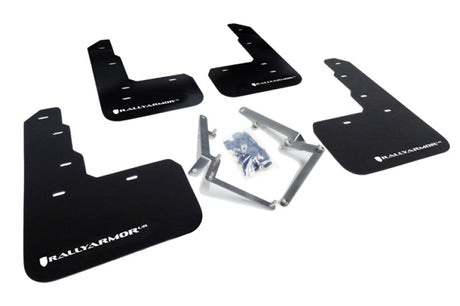 Rally Armor 17-22 Honda Civic Type R Black UR Mud Flap w/White Logo Rally Armor Mud Flaps  AXOPROS
