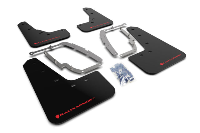 Rally Armor 17-23 Tesla Model 3 Black UR Mud Flap w/Red Logo Rally Armor Mud Flaps  AXOPROS