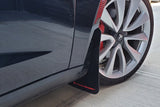 Rally Armor 17-23 Tesla Model 3 Black UR Mud Flap w/White Logo Rally Armor Mud Flaps  AXOPROS