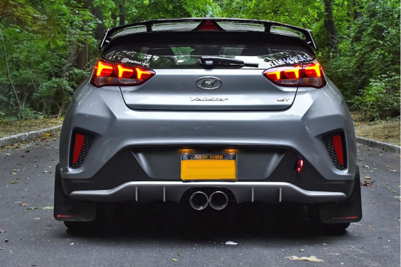 Rally Armor 19-21 Hyundai Veloster Turbo/2.0/R-Spec Red UR Mud Flap w/White Logo Rally Armor Mud Flaps  AXOPROS